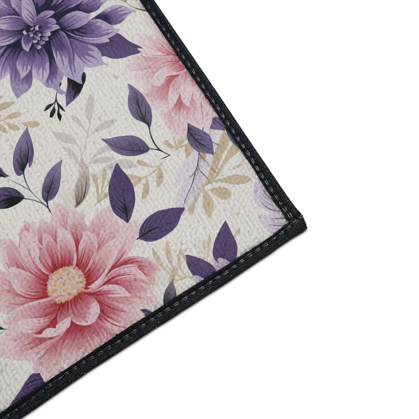 Floral Heavy-Duty Floor Mat — Pink & Purple Dahlia Entry Rug