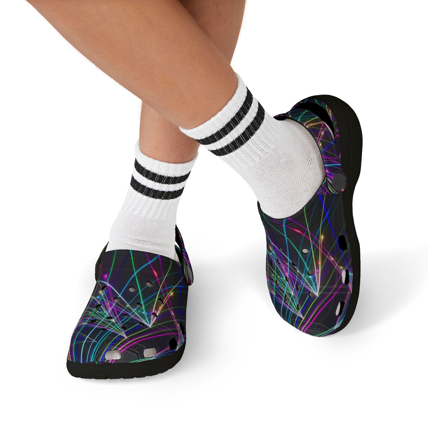 Vibrant Kid's EVA Foam Clogs, Colorful Slip-On Shoes for Fun Adventures, Neon Light Design, Ideal for Summer, Festivals, and Everyday Play