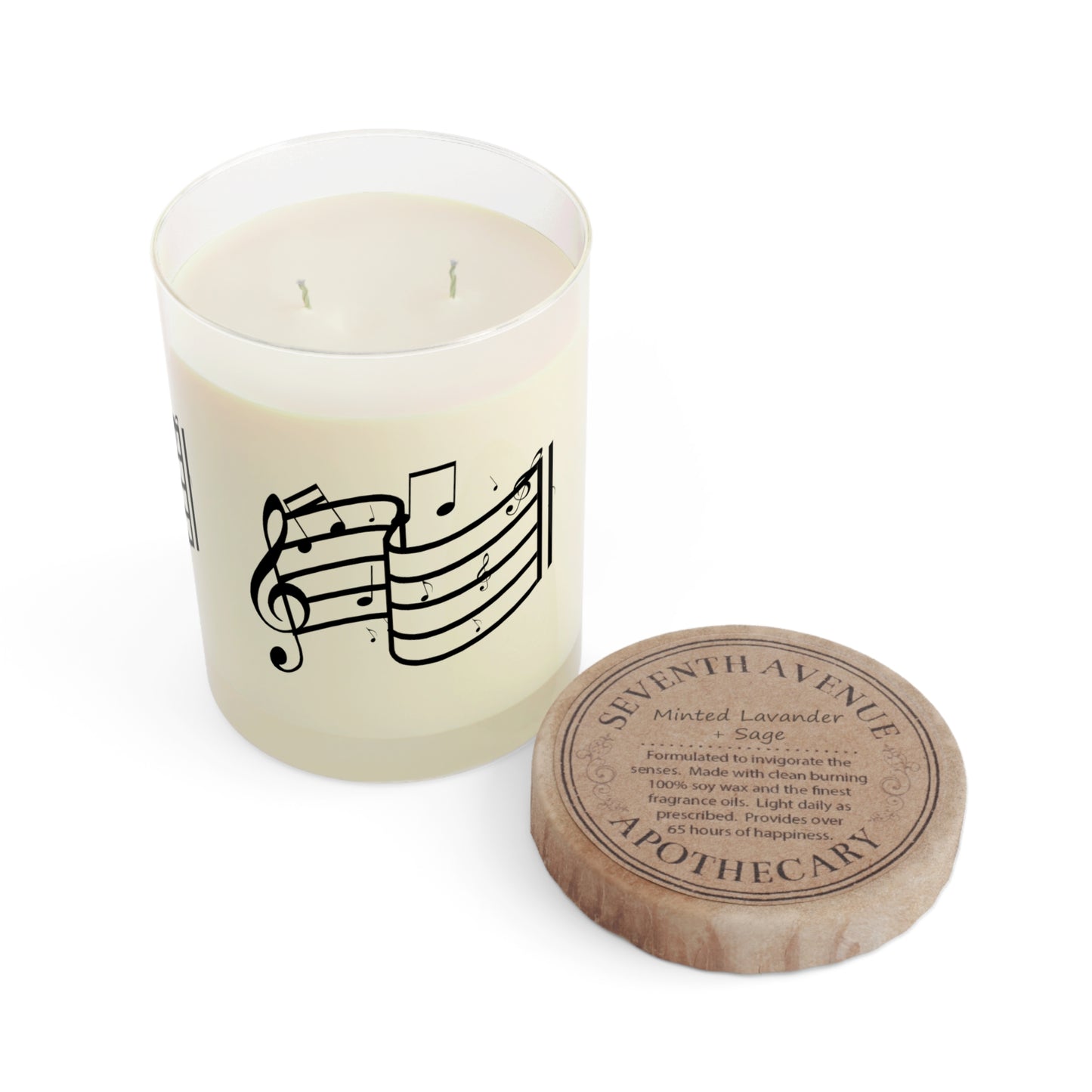 Music Notes Scented Candle — 11oz Glass Candle with Treble Clef Design