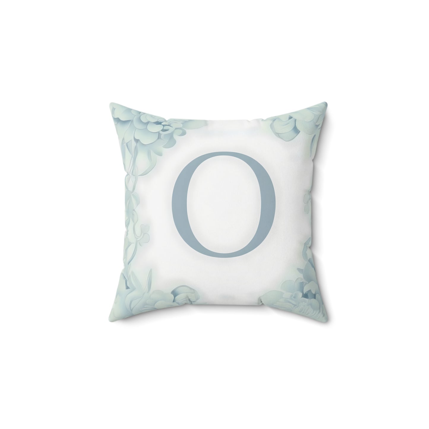 Monogram O Floral Throw Pillow — Soft Pastel Decorative Square Accent Cushion