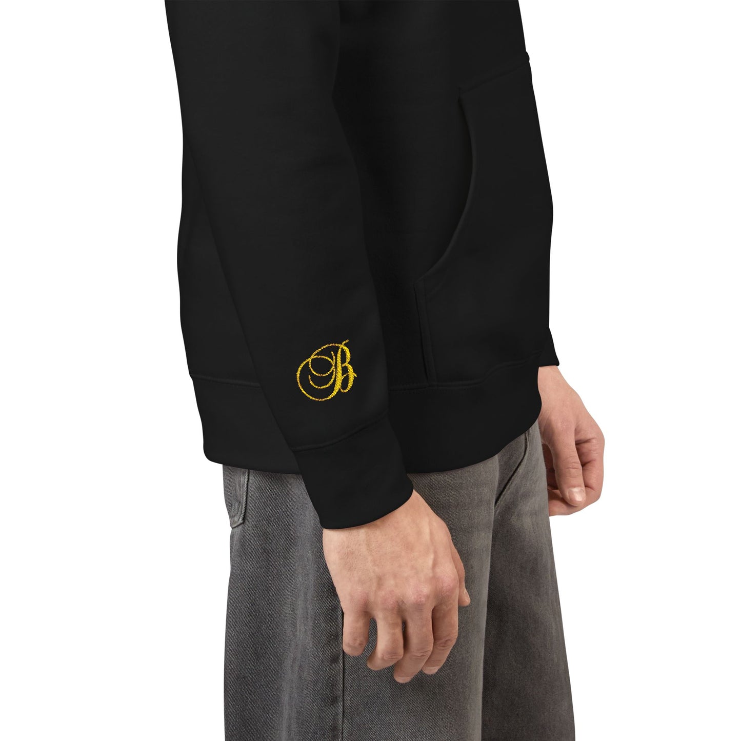 Coral Gold Floral Initial Hoodie — Monogram 'B' Casual Pullover