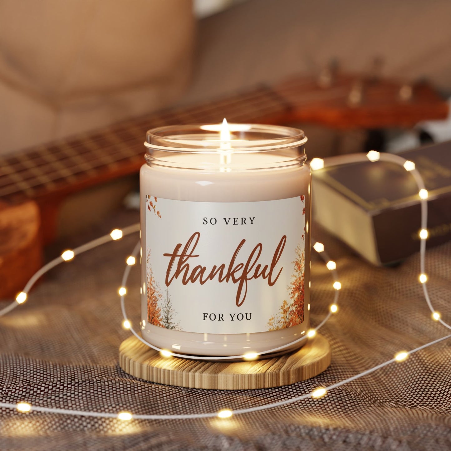 Thankful Soy Candle — 'So Very Thankful for You' 9oz Scented Jar (Autumn Gift)