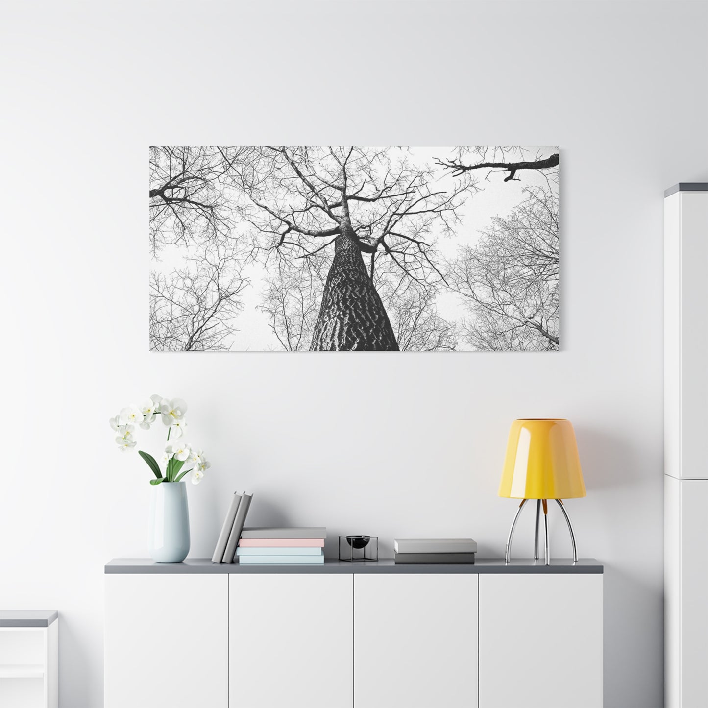 Black & White Tree Canopy Matte Canvas Wall Art — Upward Forest Photography