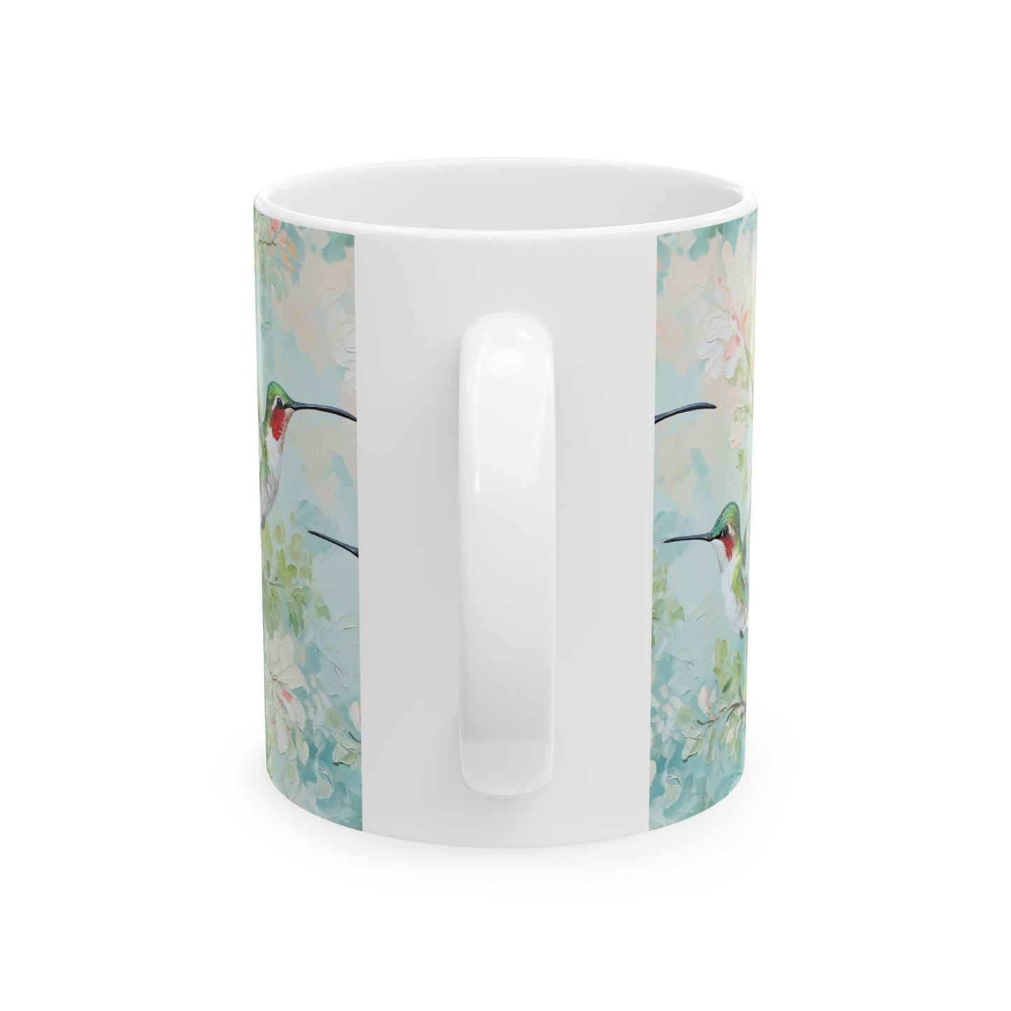 Hummingbird Floral Ceramic Mug — Watercolor Birds Coffee Cup (11oz & 15oz)