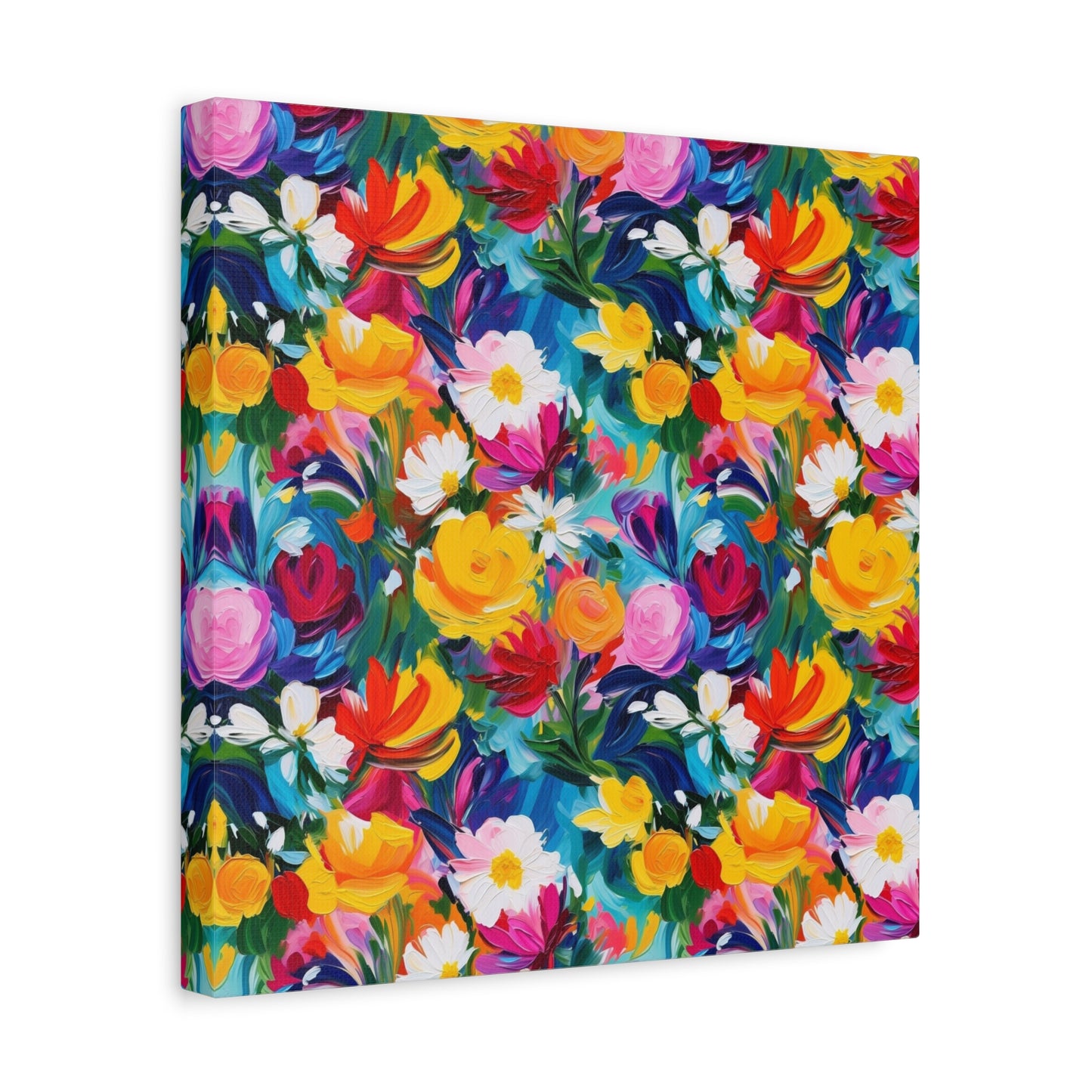 Vibrant Floral Matte Canvas Wall Art — Colorful Garden Print, Stretched 1.25"
