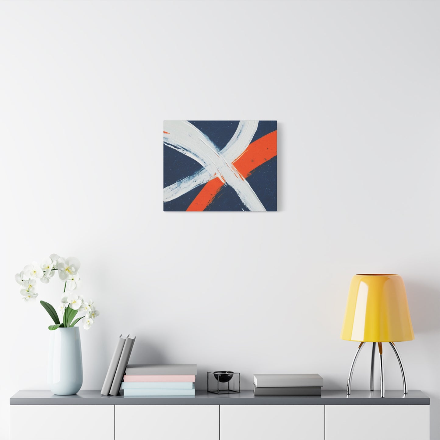 Abstract Navy & Orange Brushstroke Canvas