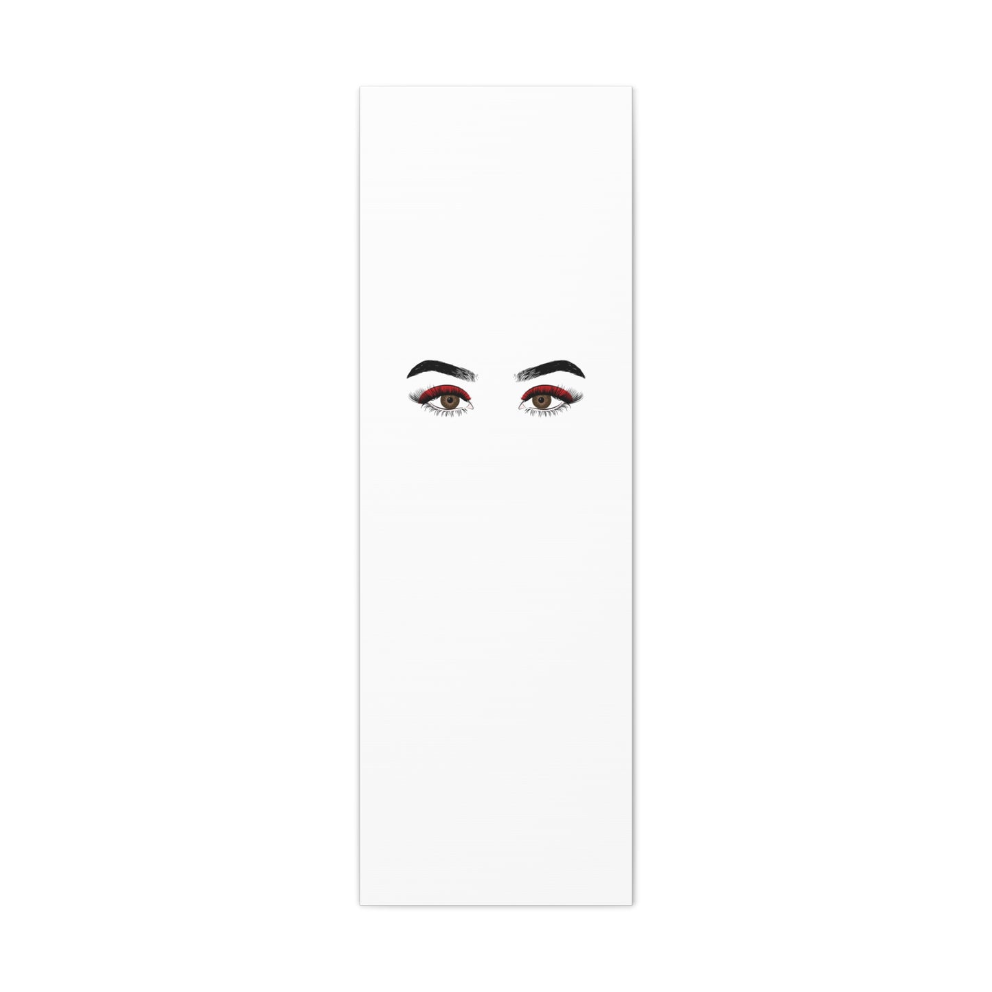 Glam Eyes Matte Canvas Wall Art — Brown Eyes with Red Lashes