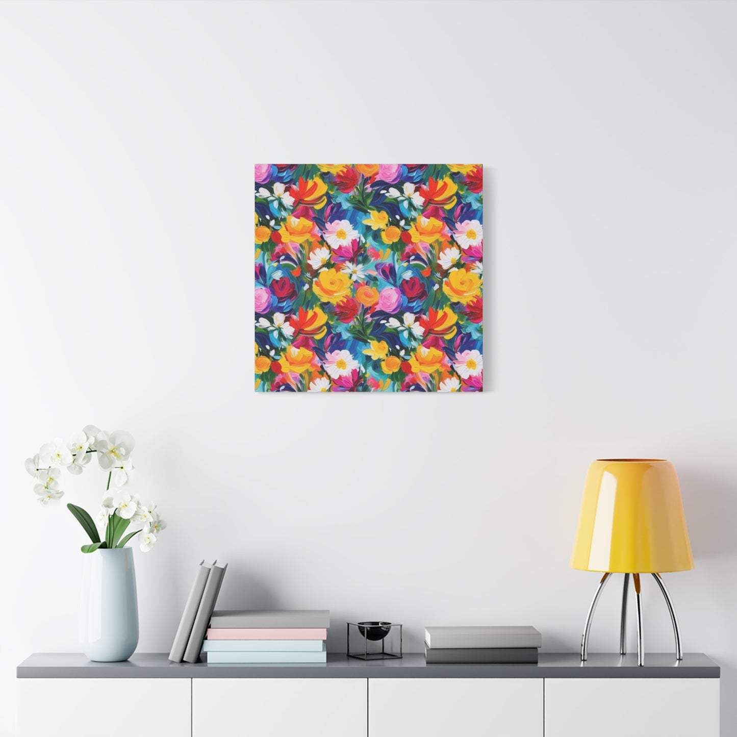 Vibrant Floral Matte Canvas Wall Art — Colorful Garden Print, Stretched 1.25"