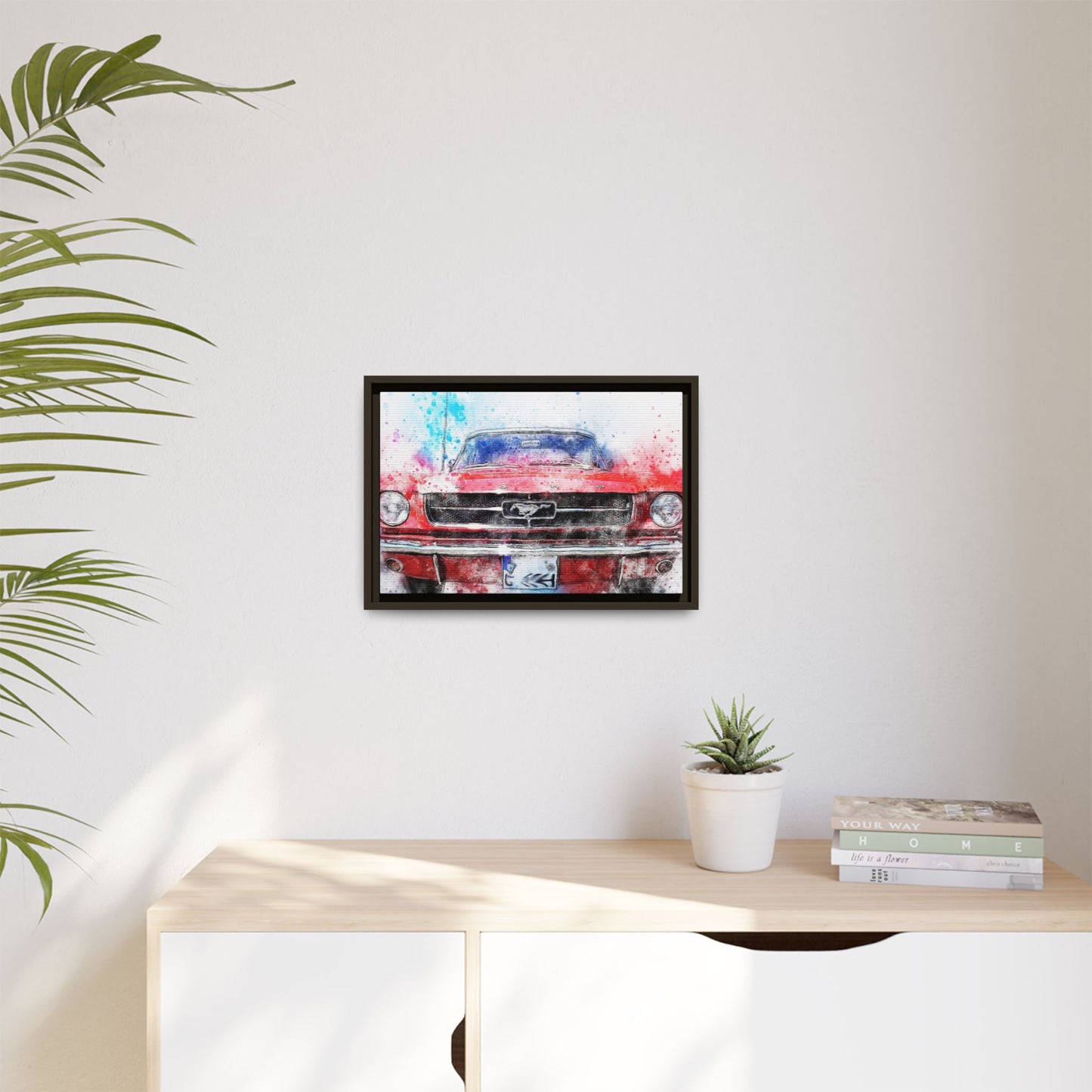 Matte Canvas, Framed Mustang Car