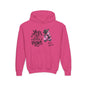Youth Hoodie — "Love Has Four Paws" Pink Scooter French Bulldog Graphic