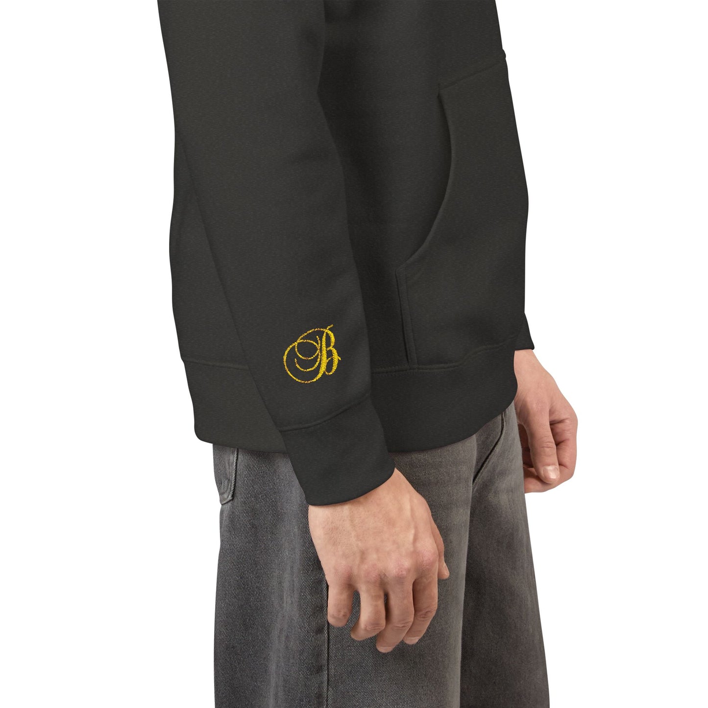 Coral Gold Floral Initial Hoodie — Monogram 'B' Casual Pullover