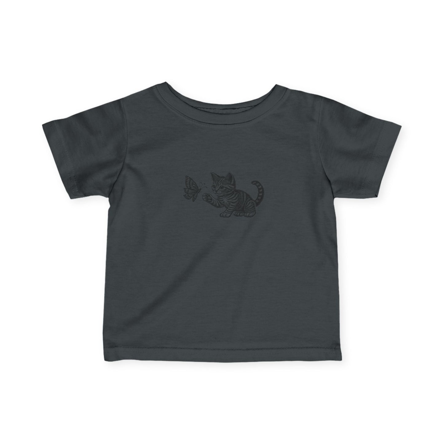 Cute Cat Playing with Butterfly Infant Tee, Baby Shirt, Toddler Apparel, Birthday Gift, Cute Baby Clothes, Cat Lover Outfit