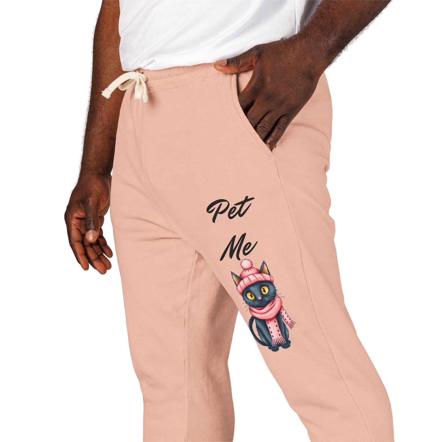Sweatpants — Colorful Cosmic Cat Graphic "Pet Me" Joggers