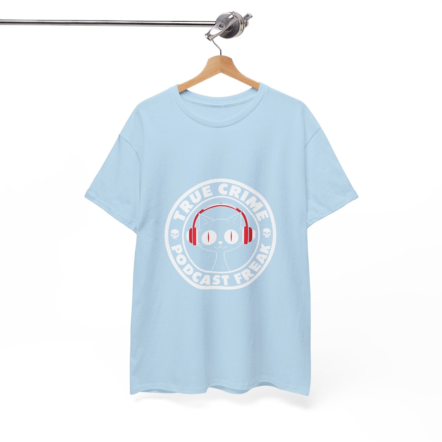 True Crime Podcast Tee — Cat with Headphones Logo