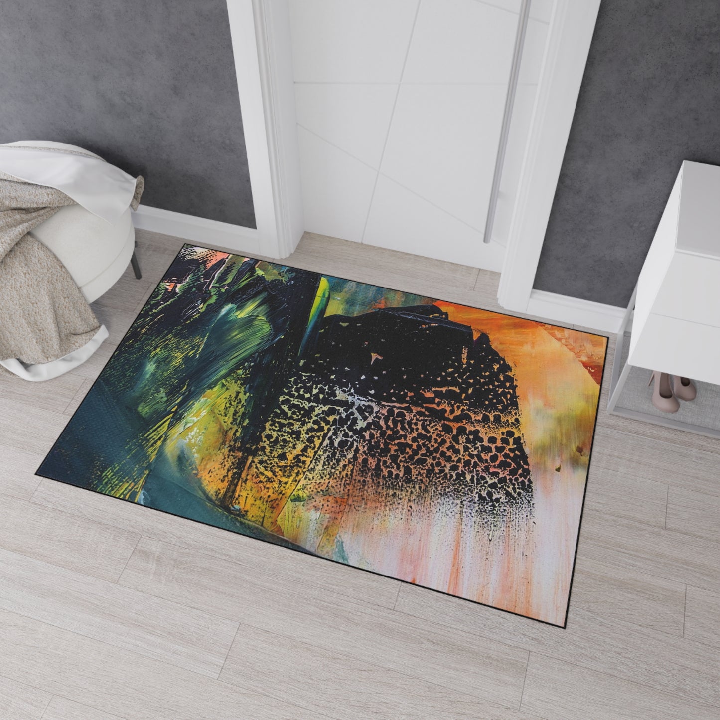 Abstract Art Heavy-Duty Floor Mat — Vibrant Brushstroke Entry Rug