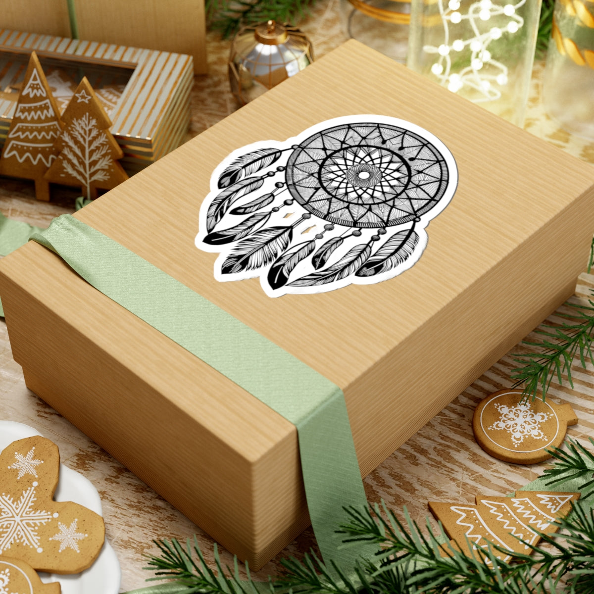Dreamcatcher Kiss-Cut Sticker — Boho Feather Laptop Decal