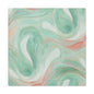 Abstract Green Marble Canvas Print — Teal & Coral Swirl Wall Art