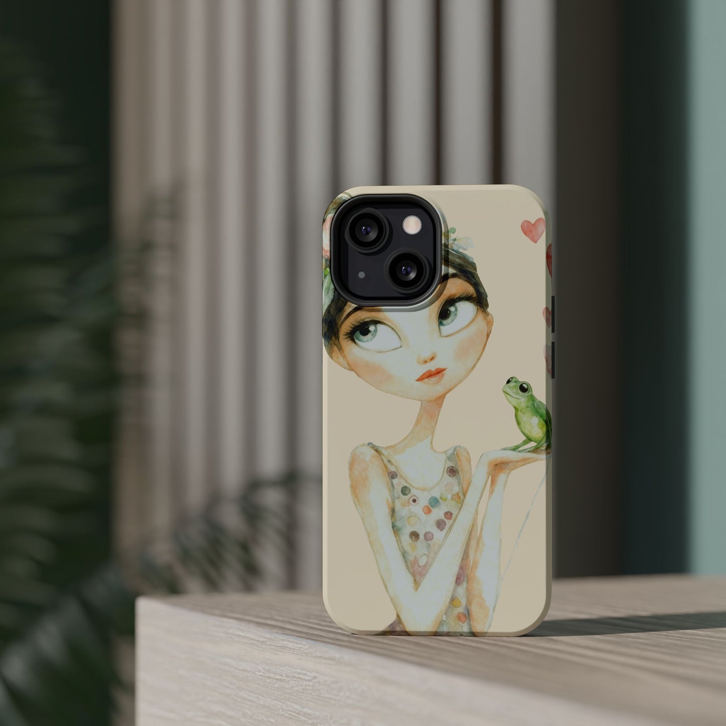 Whimsical Girl with Frog Magnetic Impact Phone Case