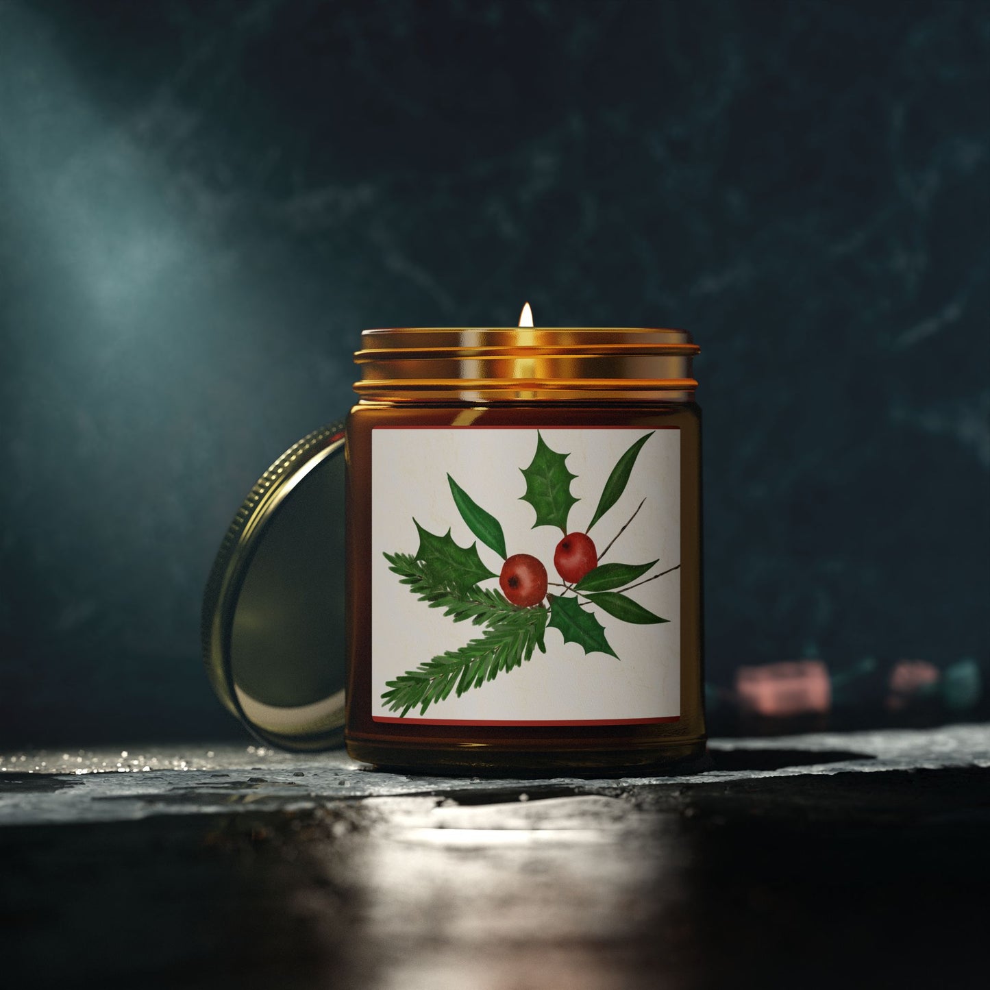 Holiday Holly Scented Candle (Coconut Apricot Wax)