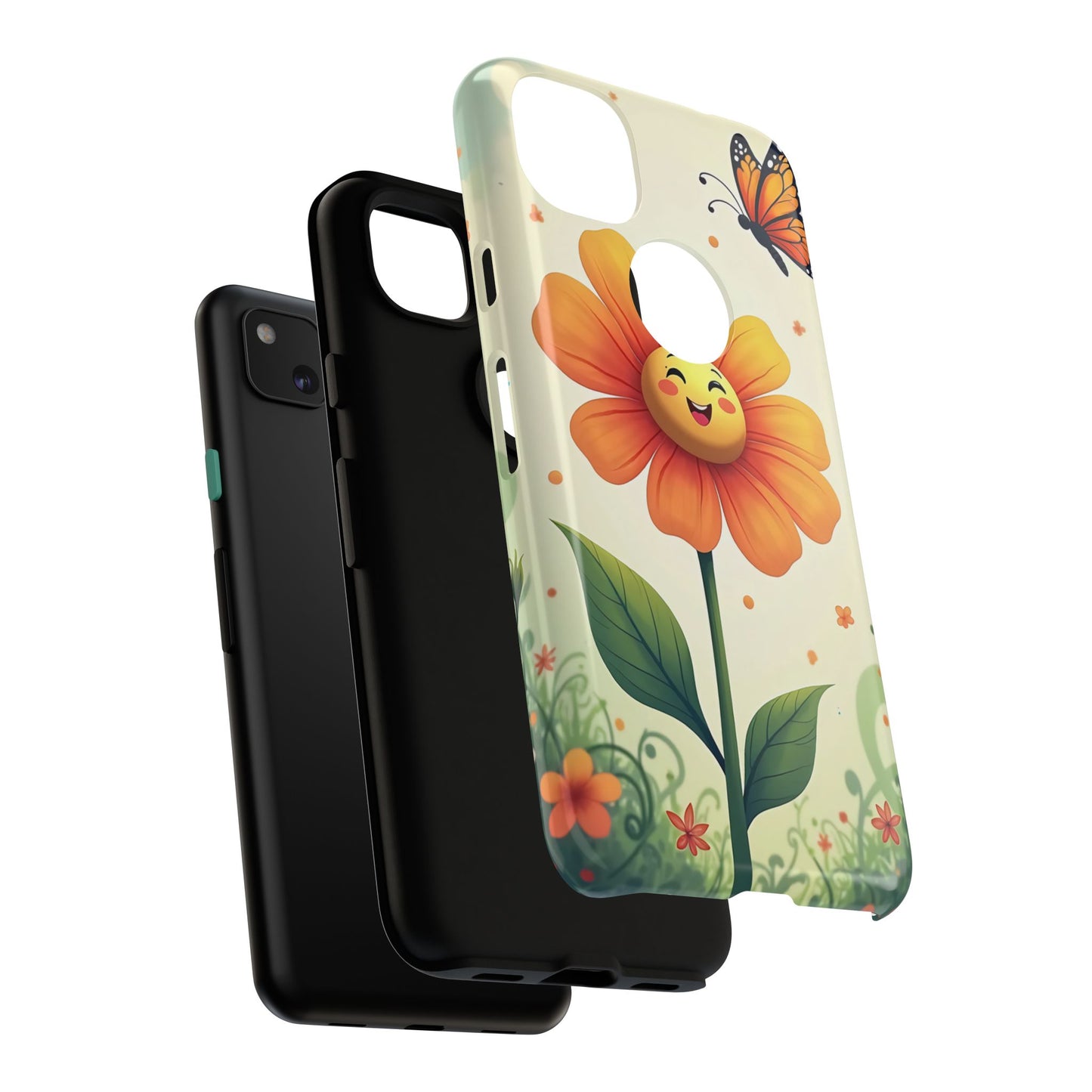 Floral Phone Case with Butterfly Design, Cute Flower Phone Cover for Nature Lovers, Eco-Friendly Gift, Spring Vibes, Birthday Present