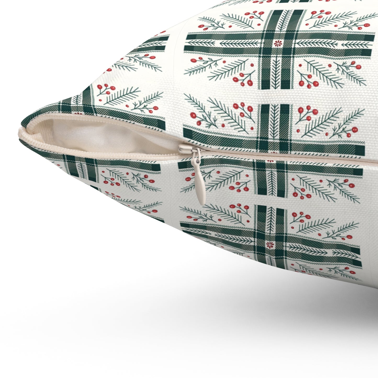 Holiday Plaid Pine & Berry Decorative Pillow