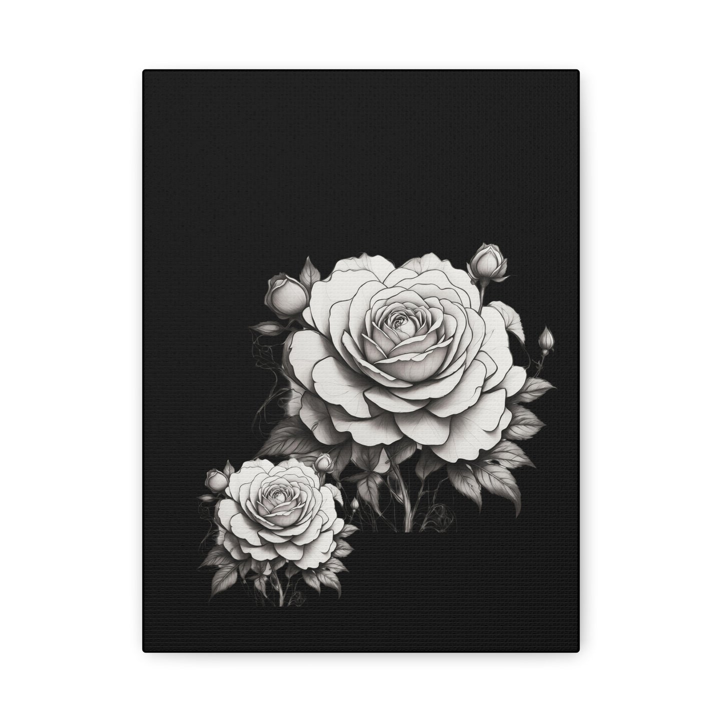 Monochrome Rose Canvas Print — Black & White Floral Wall Art