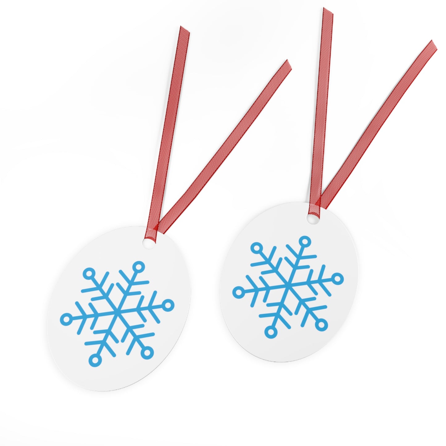 Snowflake Metal Ornament — Blue Snow Holiday Tree Decoration