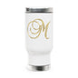 Monogram 'M' Gold Travel Mug — 14oz Stainless Steel Handle Tumbler