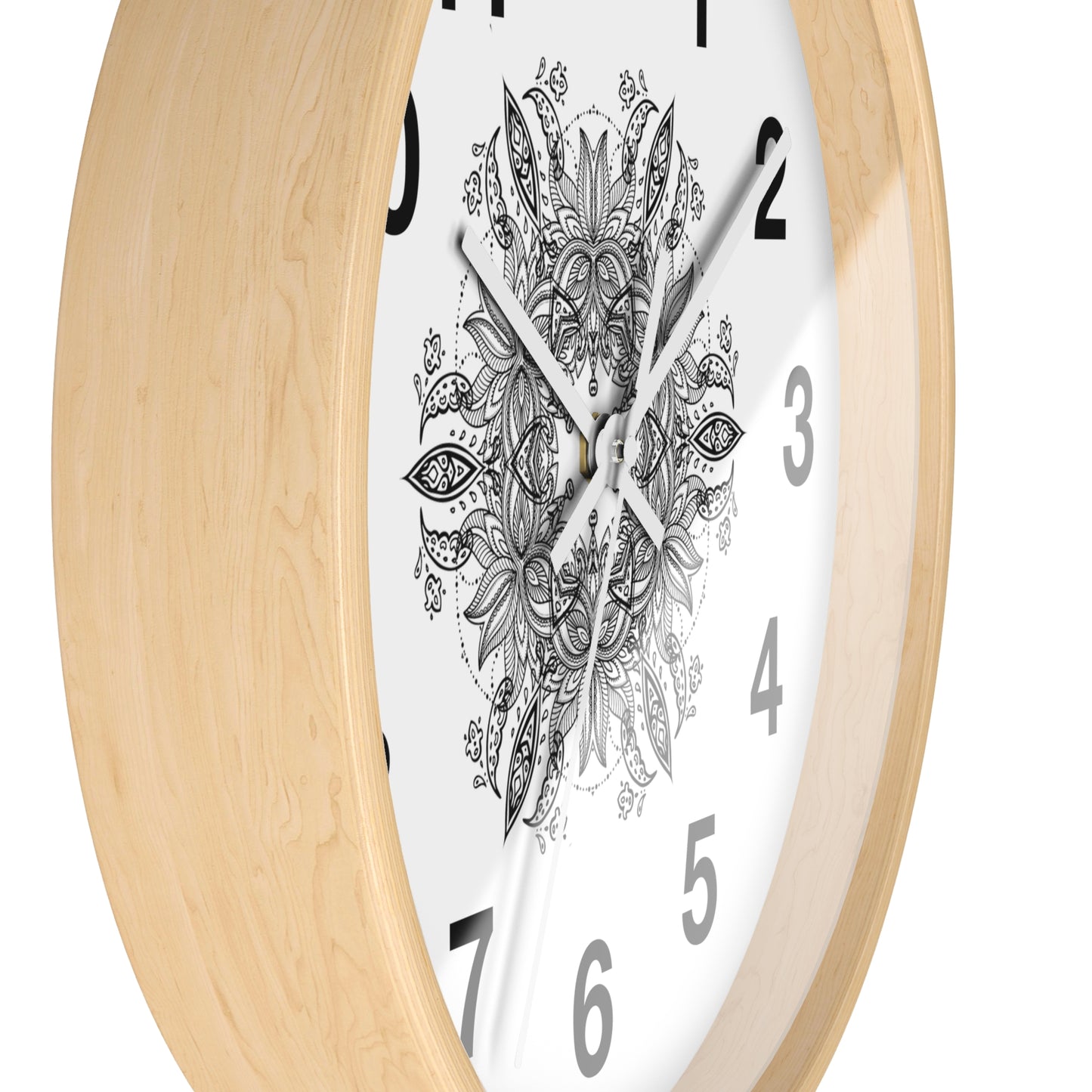 Mandala Wall Clock — Black & White Floral Boho Home Décor