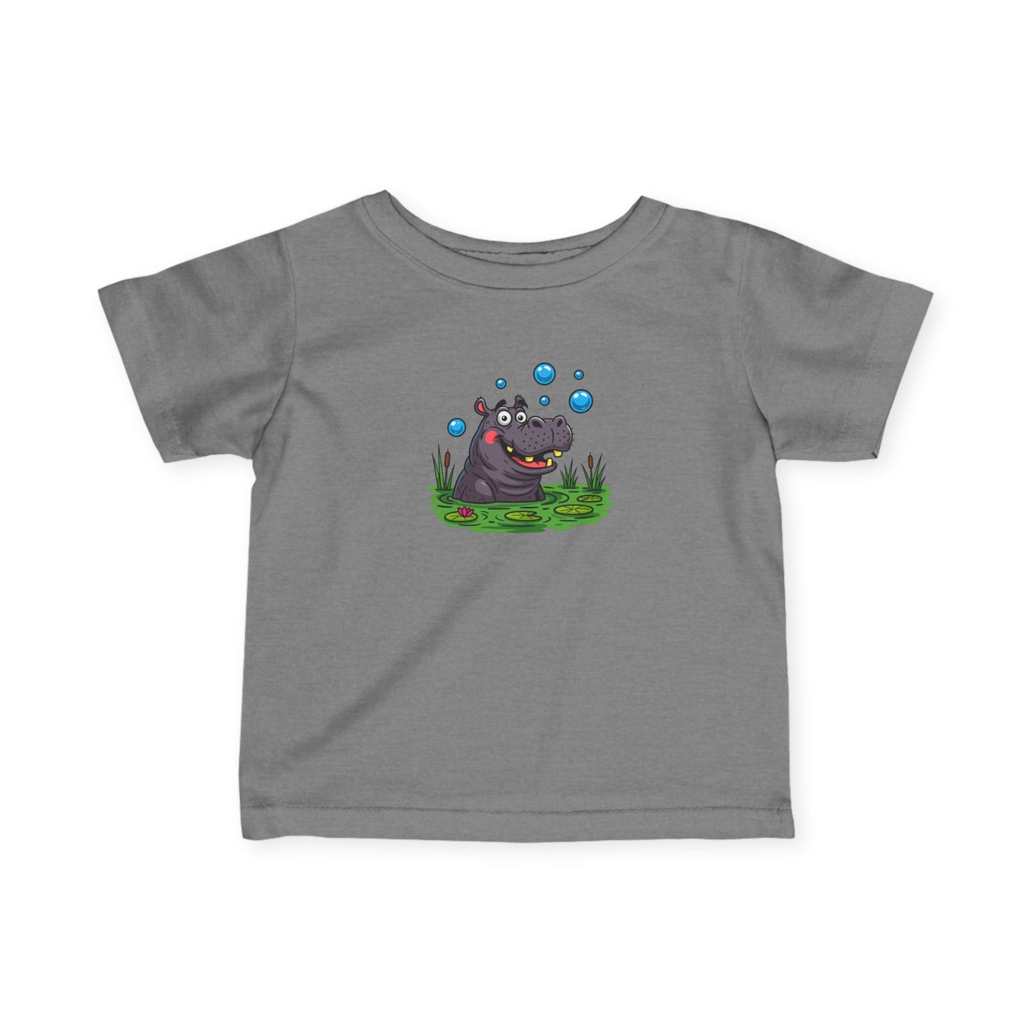 Cute Hippo Infant Tee with Bubbles, Baby Shirt, Toddler T-Shirt, Fun Kids Clothing, Unique Baby Gift, Pram Outfit