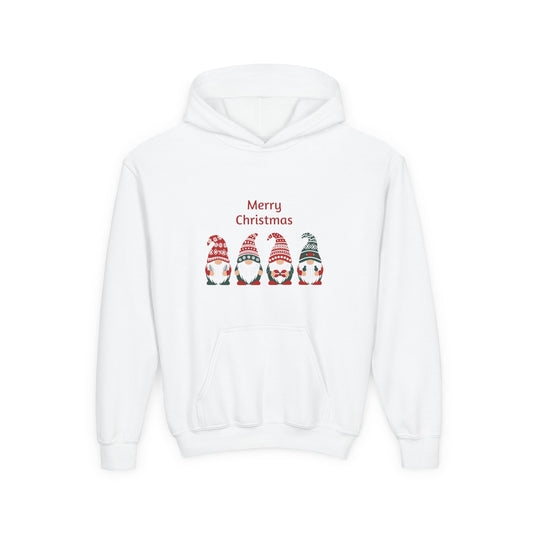 Youth Christmas Gnome Hoodie - "Merry Christmas" Holiday Kids Sweatshirt