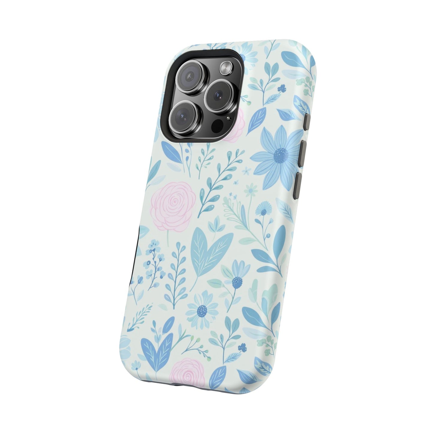 Floral Pastel Magnetic Impact Phone Case — Blue & Pink Botanical Design