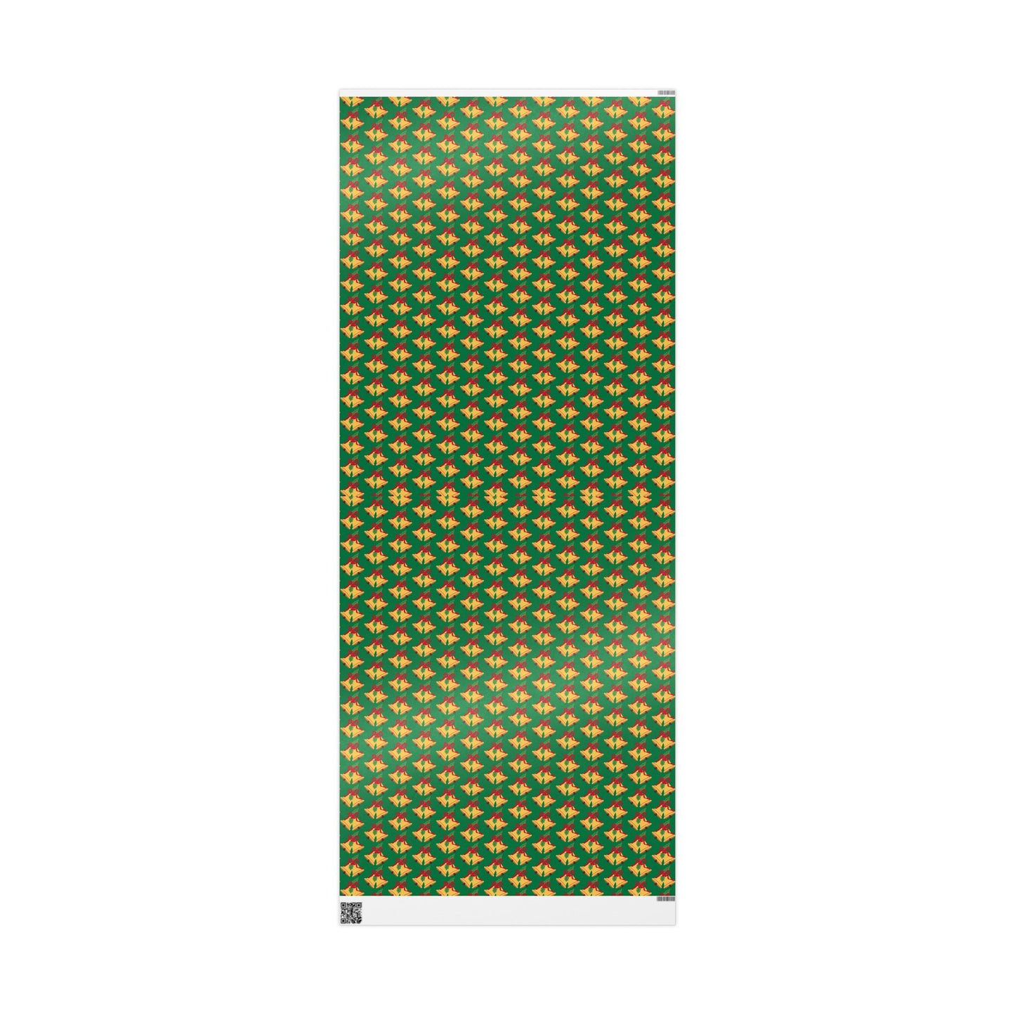 Christmas Bells Wrapping Paper Roll — Green Holly Holiday Gift Wrap