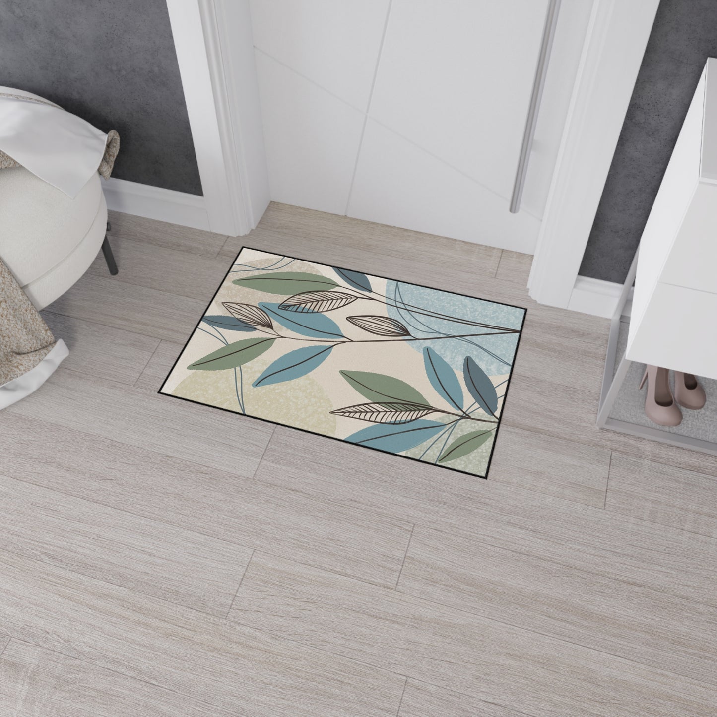 Leaf Pattern Heavy-Duty Floor Mat — Durable Indoor Entry Rug for Kitchen & Mudroom