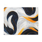 Abstract Fluid Art Matte Canvas Print — Navy, Gold & White Stretched Wall Art