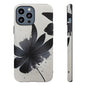Monochrome Floral Tough Phone Case — Black Ink Flower Protective Cover