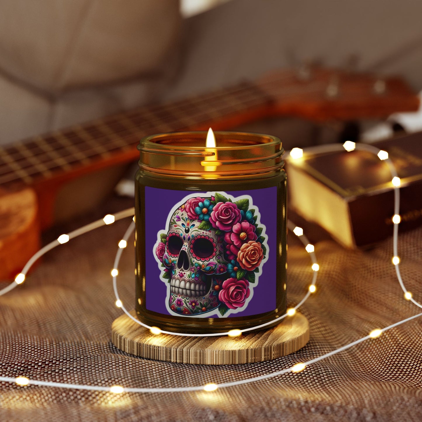 Day of the Dead Sugar Skull Scented Candle — Coconut Apricot Wax (4oz & 9oz)