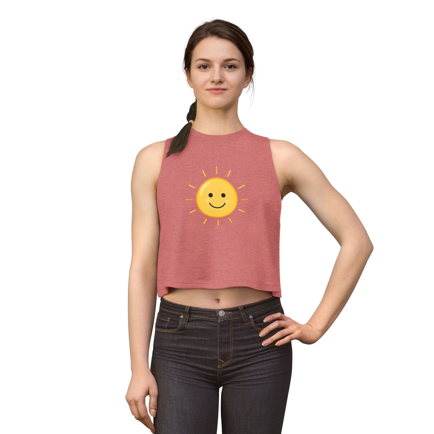 Smiley Sun Crop Top — Cute Sunny Face Women's Tank