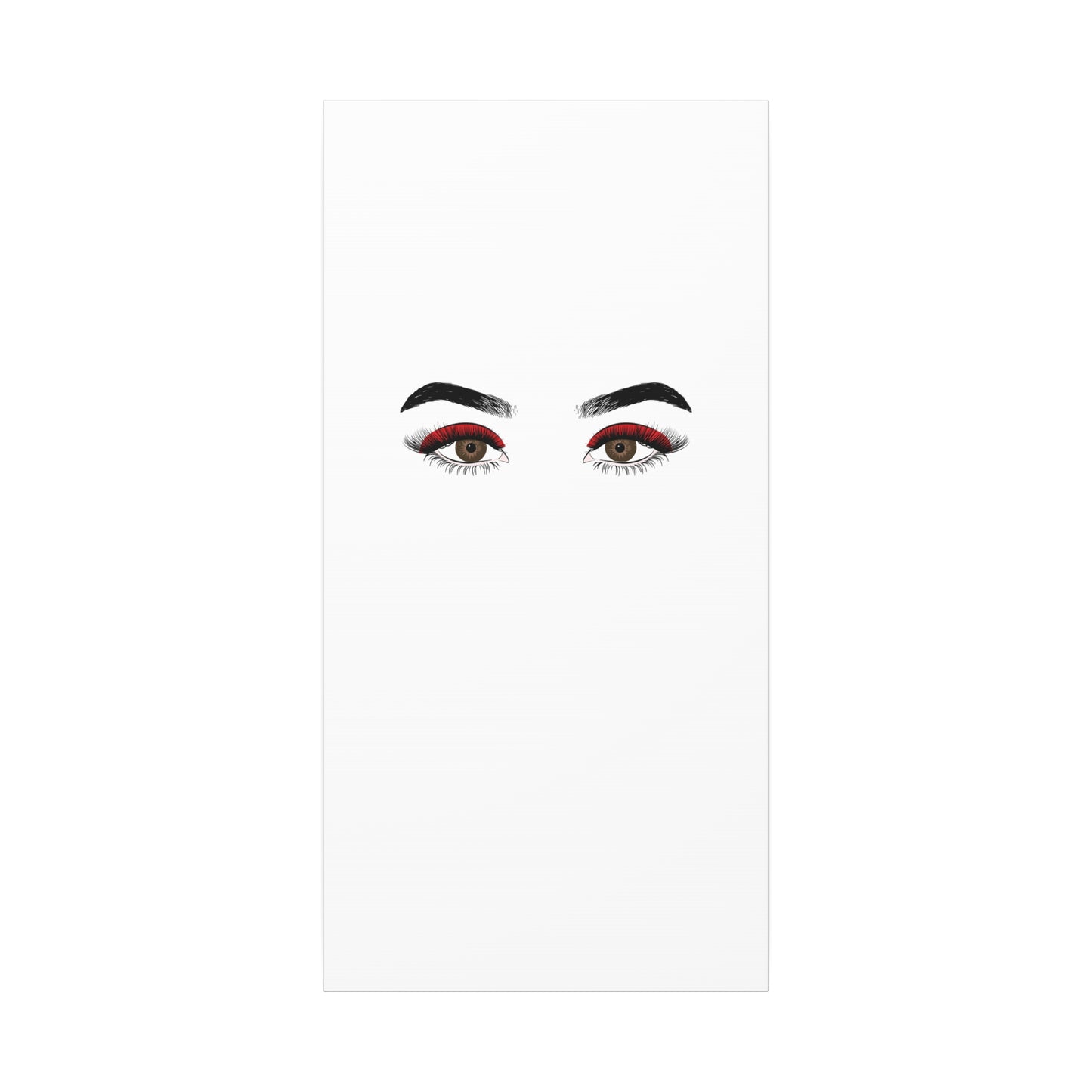 Glam Eyes Matte Canvas Wall Art — Brown Eyes with Red Lashes