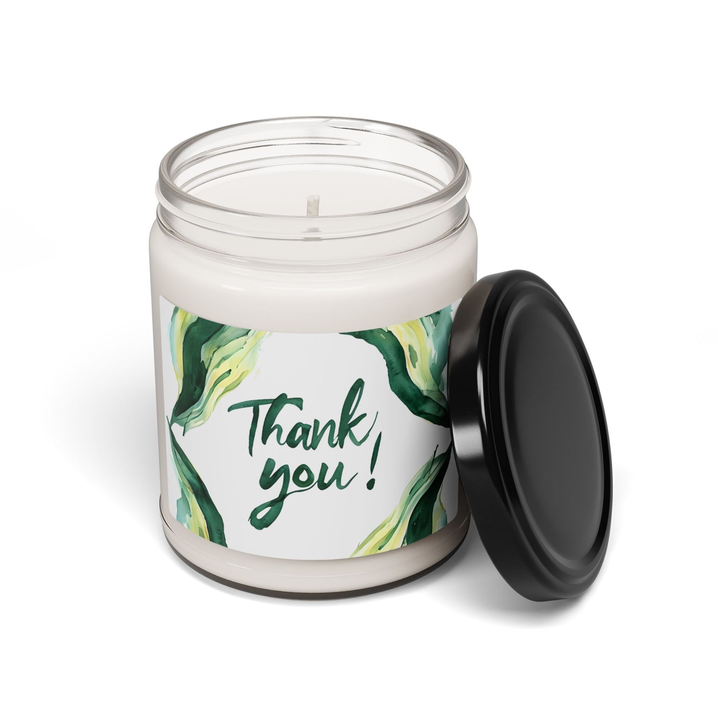 Thank You Scented Soy Candle — 9oz Green Botanical Appreciation Candle