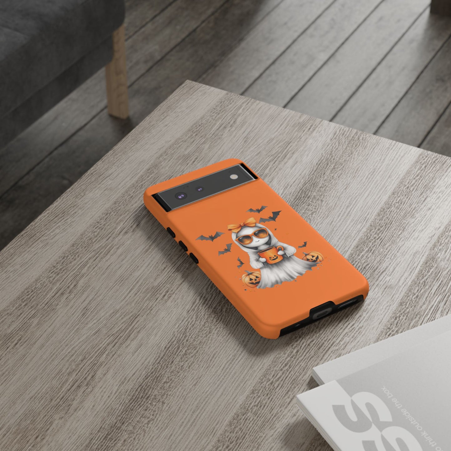 Halloween Ghost Phone Case, Cute Cat Ghost Case, Autumn Phone Cover, Spooky Season Gift, Trick or Treat Case