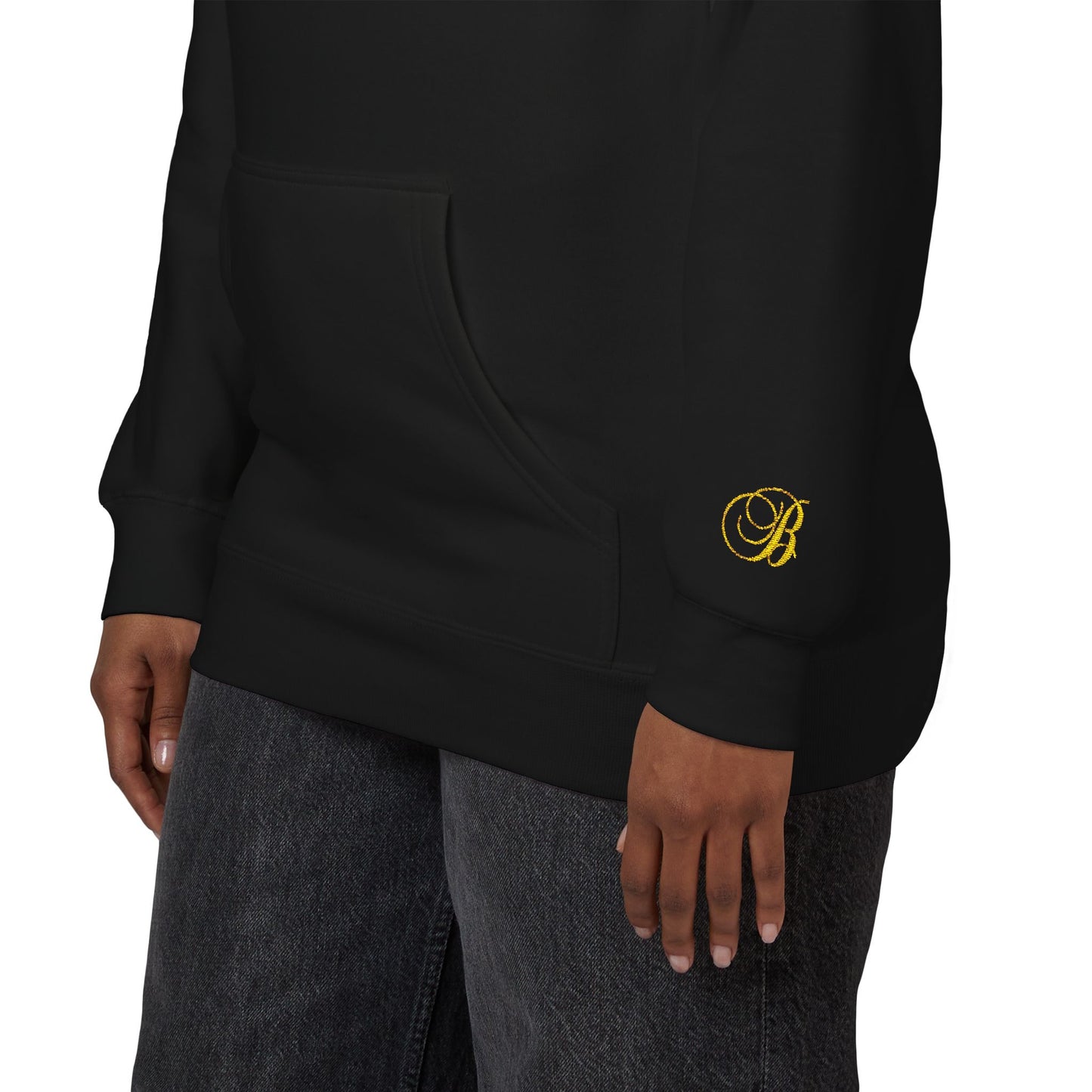 Coral Gold Floral Initial Hoodie — Monogram 'B' Casual Pullover