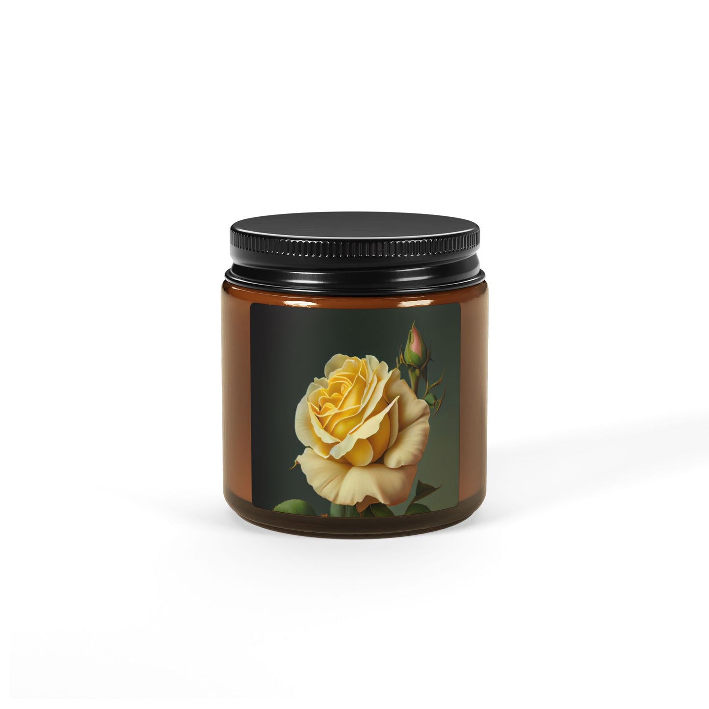 Yellow Rose Soy Candle - Amber Jar Scented Candle (Multi-Size)