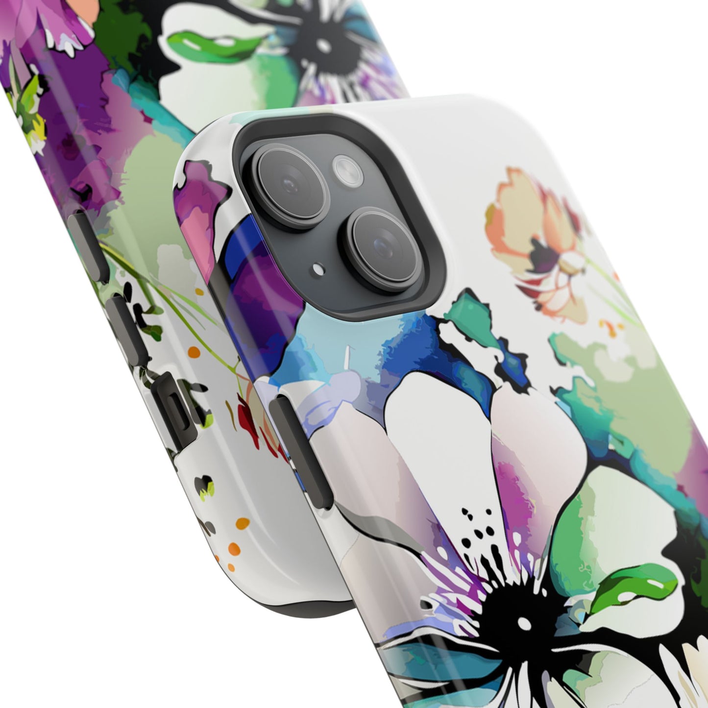 Floral Watercolor Magnetic Phone Case — Impact‑Resistant Protective Cover