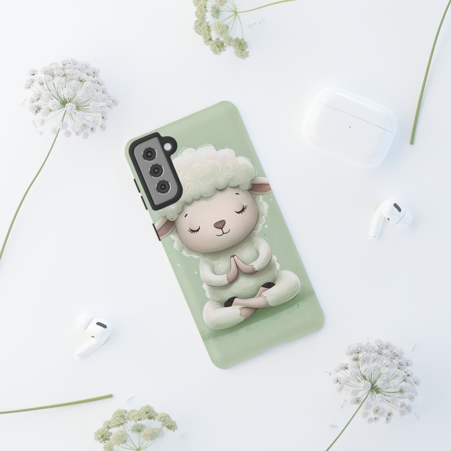 Meditating Lamb Phone Case — Cute Pastel Protective iPhone Cover