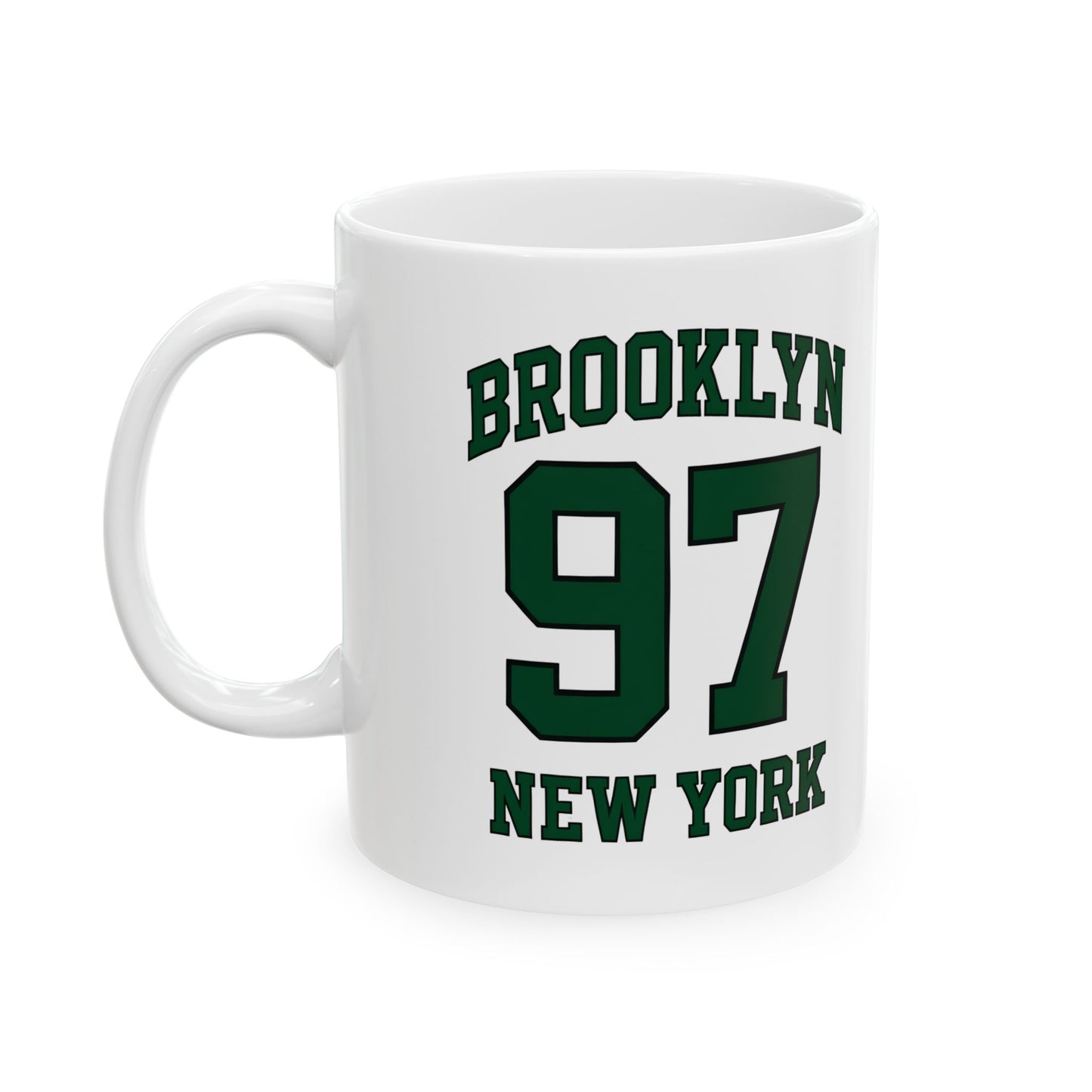 Brooklyn 97 New York Ceramic Mug – Vintage Varsity Number Coffee Cup (11oz, 15oz)