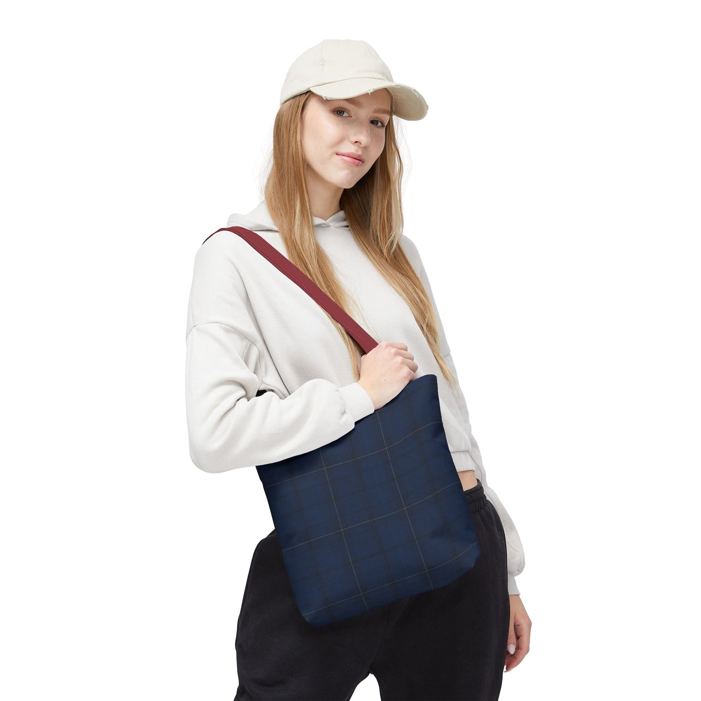 Navy Tartan Tote Bag – Classic Plaid Tote
