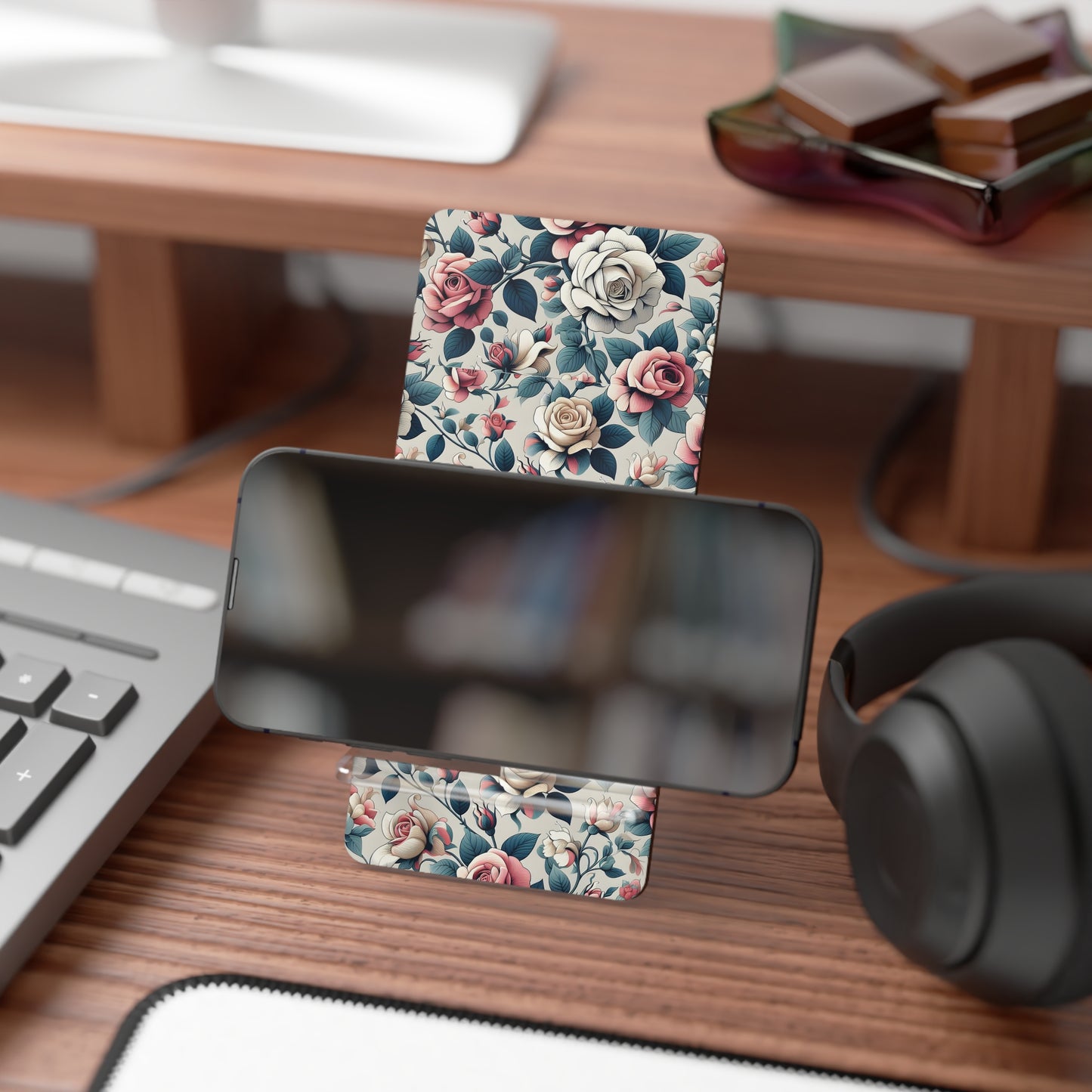 Floral Smartphone Stand | Mobile Display Holder, Desk Organizer, Gift for Tech Lovers, Home Decor, Eco-Friendly