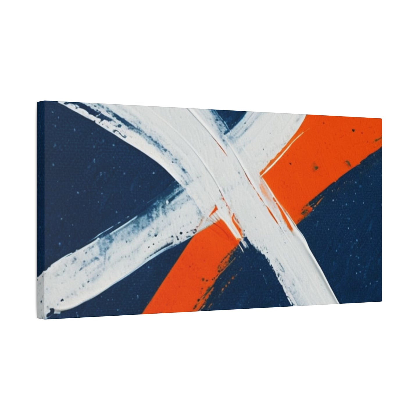 Abstract Navy & Orange Brushstroke Canvas