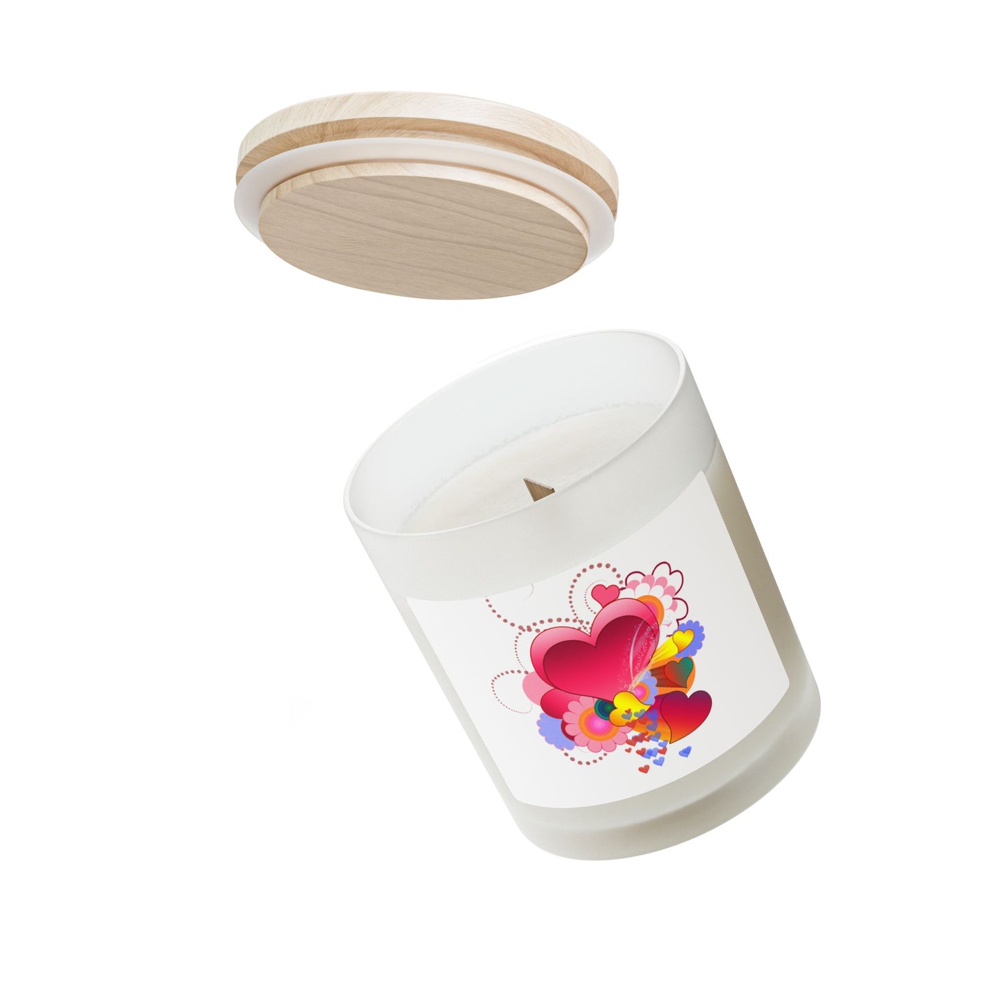 Romantic Heart Bouquet Candle — Frosted Glass 11oz Scented Valentine Gift